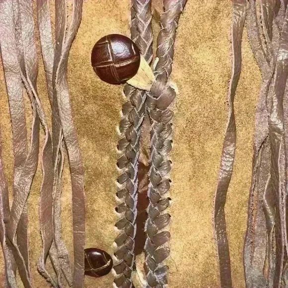 Unisex Traditional Cowboy Western Leather Jacket Coat with Fringe (Size Small) - Picture 5 of 9